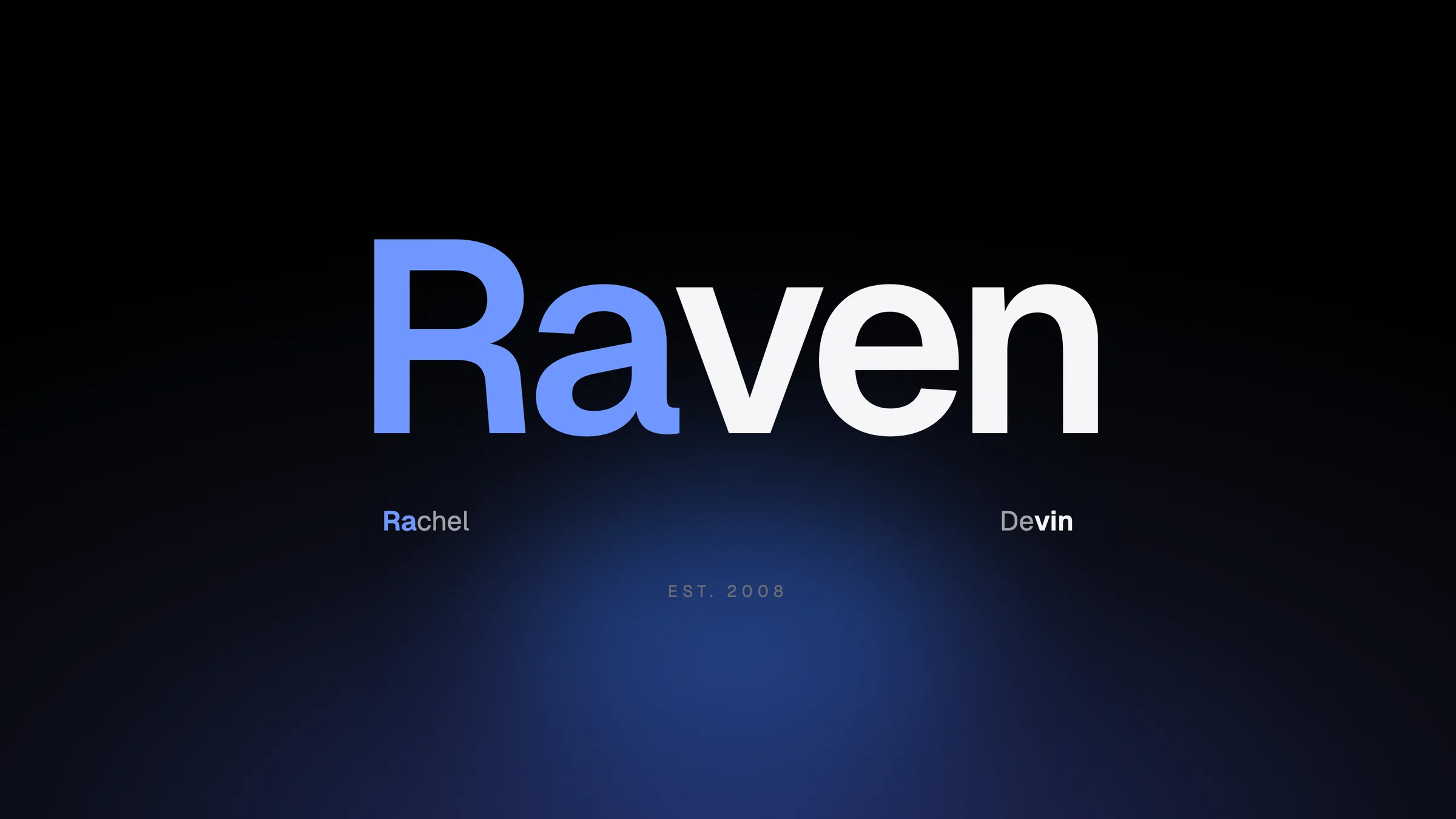 The Raven name: Ra from Rachel and ven from Devin, established 2008